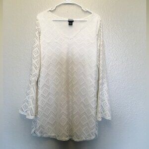 Rue21 White Textured Eyelet Dress Medium
